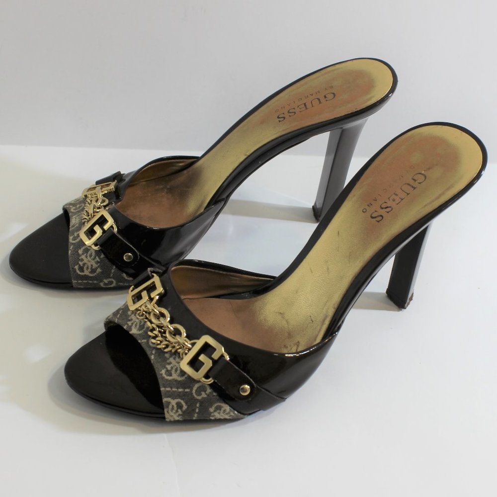 GUESS  by Marciano Brown Monogram Sandal Heel